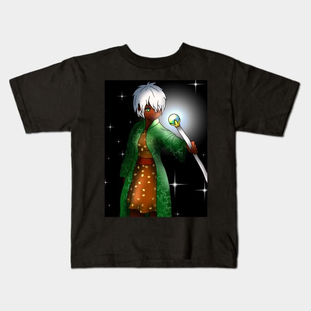 beautiful dark elf wizard for dnd and anime fans Kids T-Shirt by cuisinecat